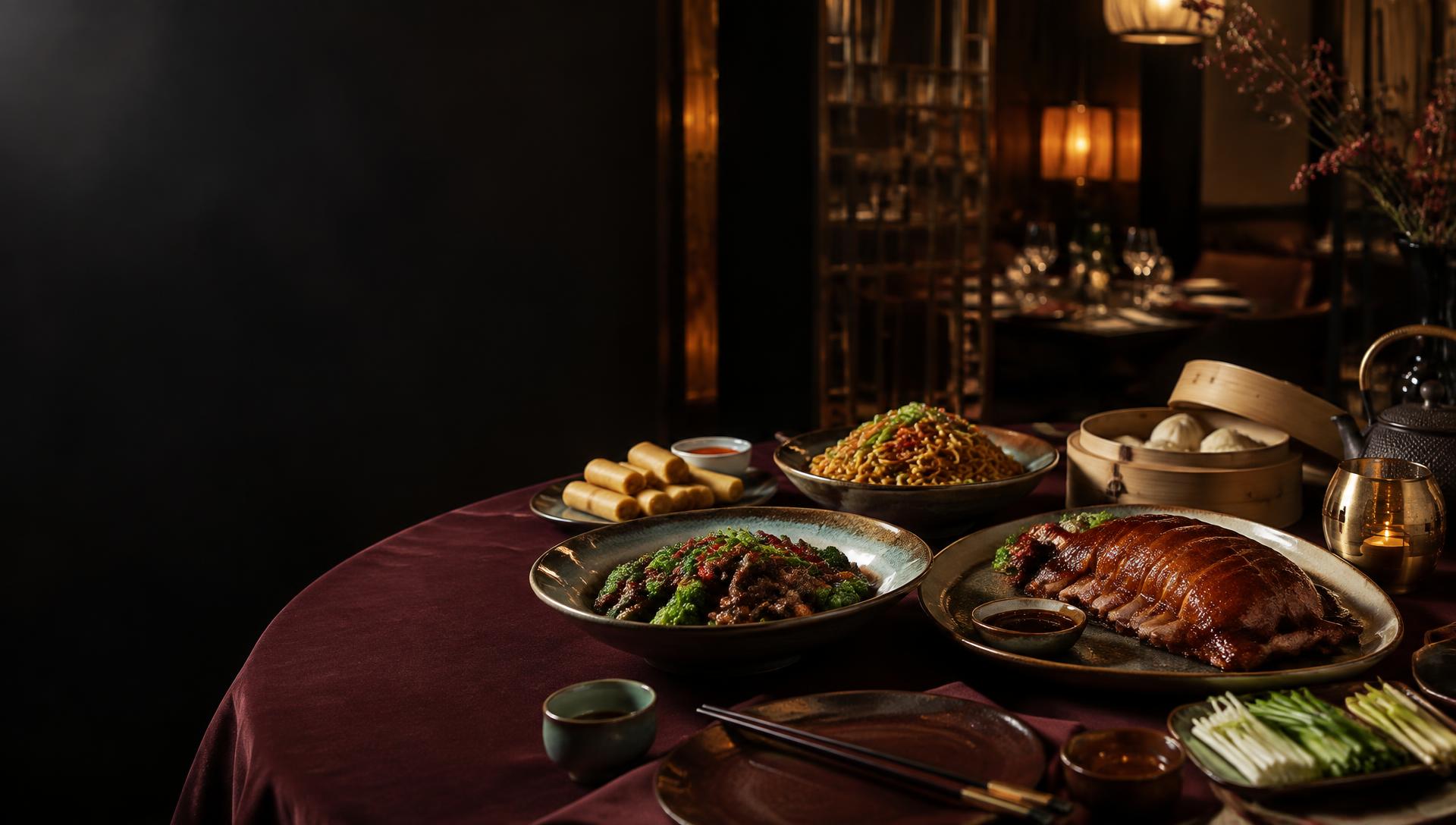 Et innbydende bord med kinesiske retter hos Beijing Restaurant